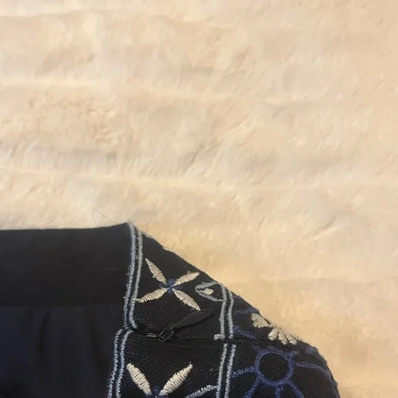 Loft 6 Blue Embroidered Boho Mediterranean Casual Summer Fall Casual City Skirt - Picture 6 of 7